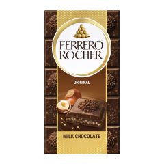   Ferrero Rocher Milk Prémium táblás tejcsokoládé mogyorós töltelékkel és mogyoródarabkákkal 90 g 