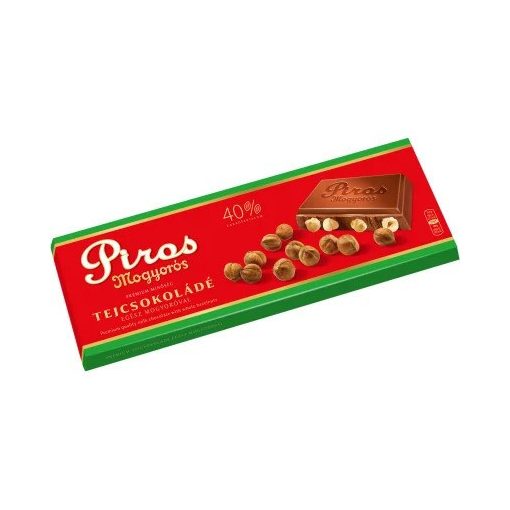 Piros Mogyorós prémium tejcsokoládé egész mogyoróval 225 g